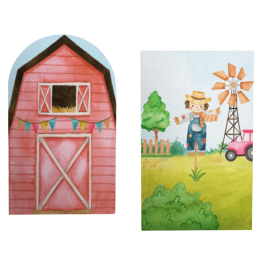 Backdrop Cover - Bundle - Barn and Scarecrow - Farm