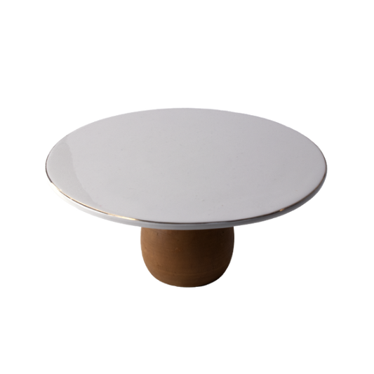 Cake Stand - Round - Small Size - White & Gold
