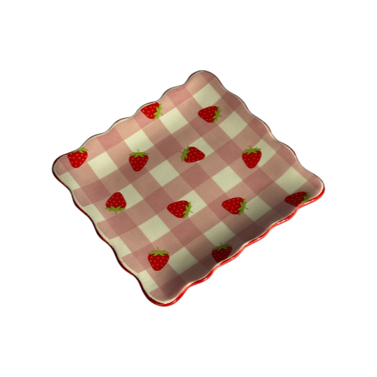 Plate - Strawberry Checked - Mini Size