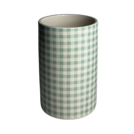 Vase - Checked Green - Medium Size