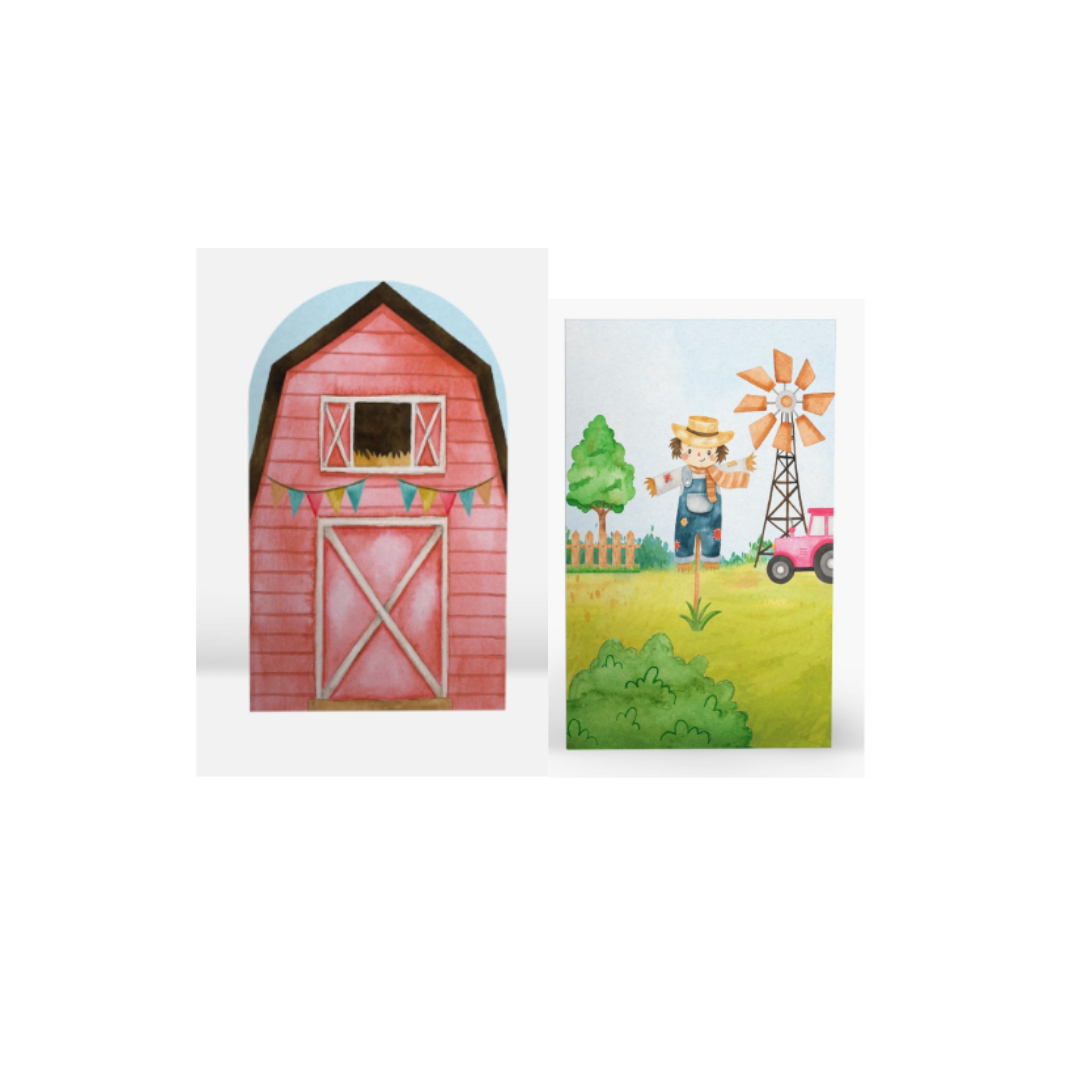 Backdrop Cover - Bundle - Barn and Scarecrow - Farm